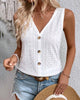 Cutout Button-Front Sleeveless Tank Top