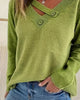 Solid Colour V-Neck Button Sweater