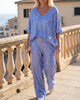 Sequin V-Neck Top & Pants Two-Piece Set