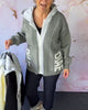 Casual Long-Sleeve Letter-Print Sweater Coat