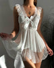 Backless Lace Nightgown with Deep V-Neck