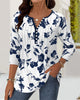 Fashion Print Button-Front Blouse