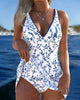 Floral Print V-Neck One-Piece Swimsuit