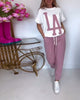 Casual Sporty Two-Piece Set with Letter Print