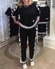 Colour-Block Casual Two-Piece Set with Straight-Leg Pants