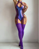 Patent Faux-Leather Backless Bra Lingerie Set