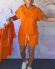Solid Colour Hooded Set with Short Sleeves