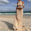 Odalys | Boho Ruched Halter Backless Maxi Set