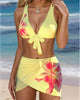 Petal Print Two-Piece Skirted Bikini