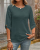 Round Neck Solid Waffle-Knit Top
