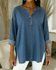 Denim V-Neck Button-Front Top