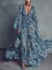 Grace - Bohemian Blue Floral Maxi Dress