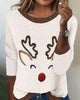 Casual Crew Neck Sweater with Christmas Print