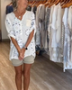 Versatile Print V-Neck Blouse with Mid-Length Sleeves