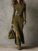 Evelyn | Belted Suede Zip Dress