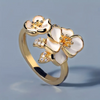 Gold Ring with White Flower